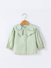 1pc Sweet Plain Color Big Lapel Long Sleeve Blouse For Toddler Girls, Spring & Autumn